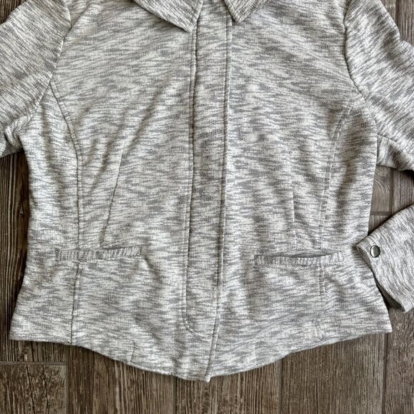 CAbi Womans Jacket Medium The Clock Black Zip Mandarin Collar L Gray Heathered - Picture 2 of 8
